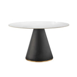 Geneva  Ceramic Top 51" Round Dining Table w/ Gold Trim - What A Room