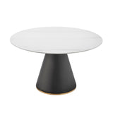 Geneva  Ceramic Top 51" Round Dining Table w/ Gold Trim - What A Room