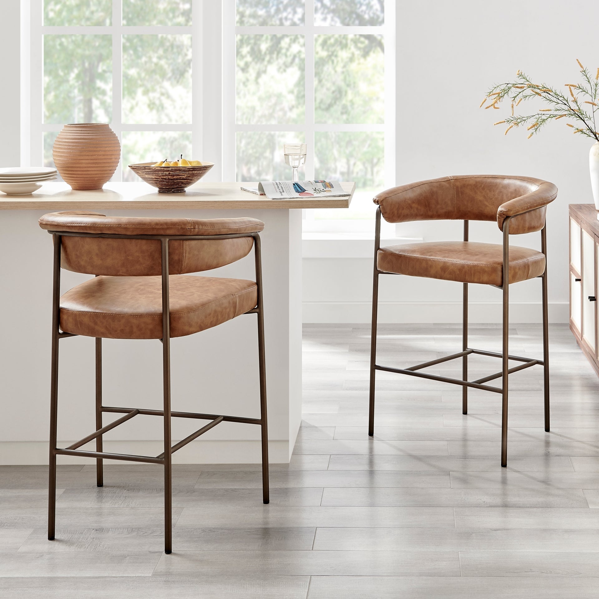 Kaiden  Faux Leather Counter Stool (Set of 2) - What A Room