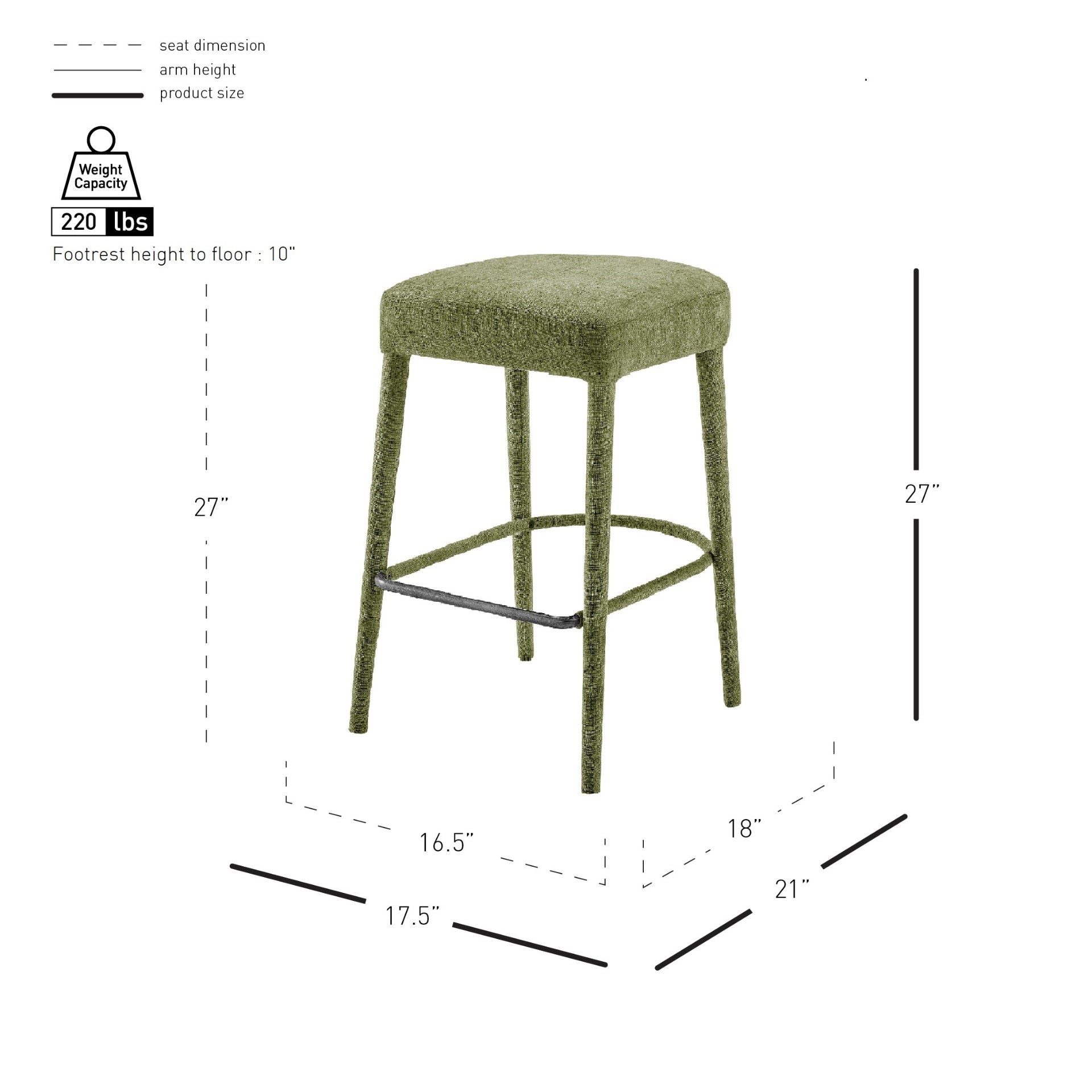 Rylee  Chenille Backless Counter Stool (Set of 2) - What A Room