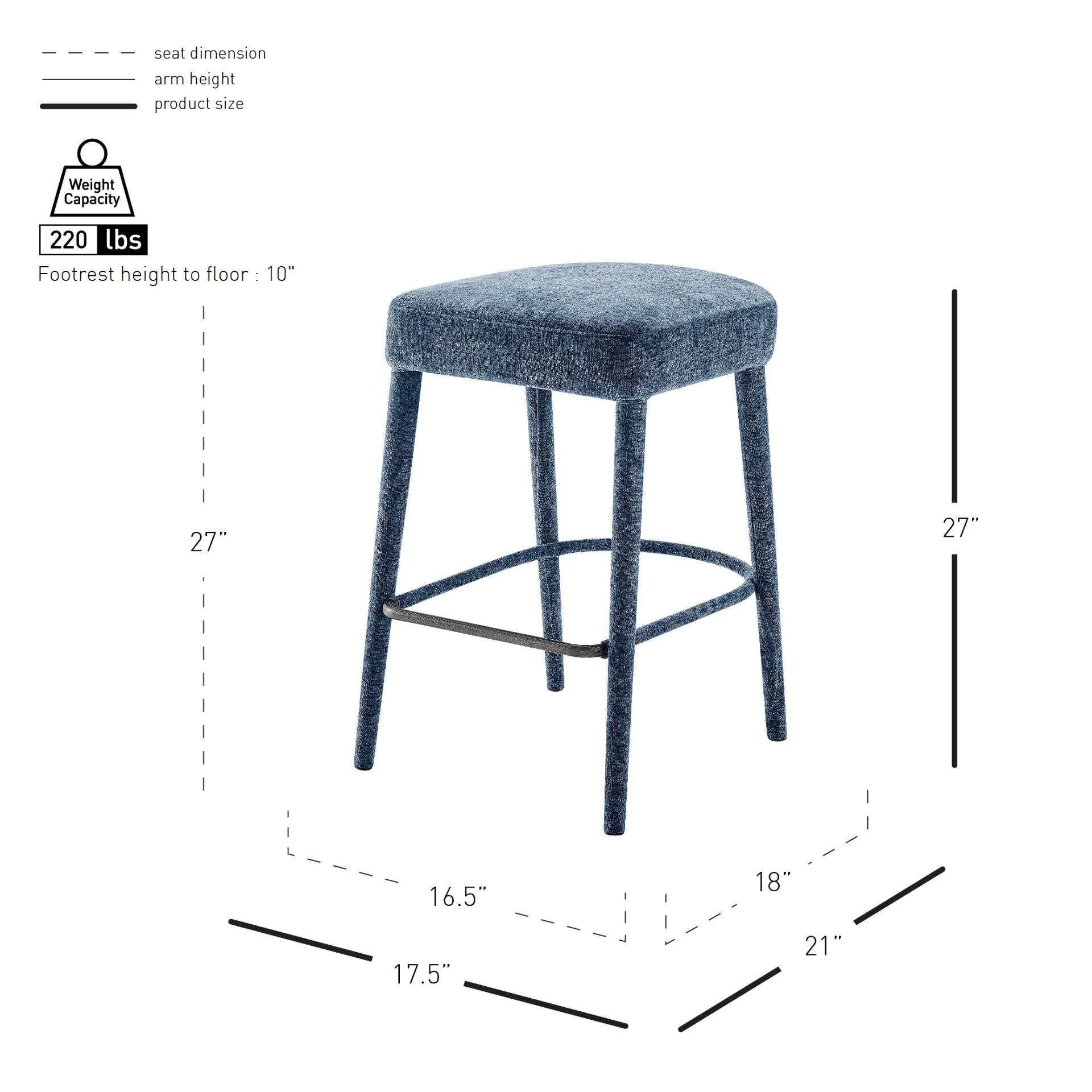 Rylee  Chenille Backless Counter Stool (Set of 2) - What A Room