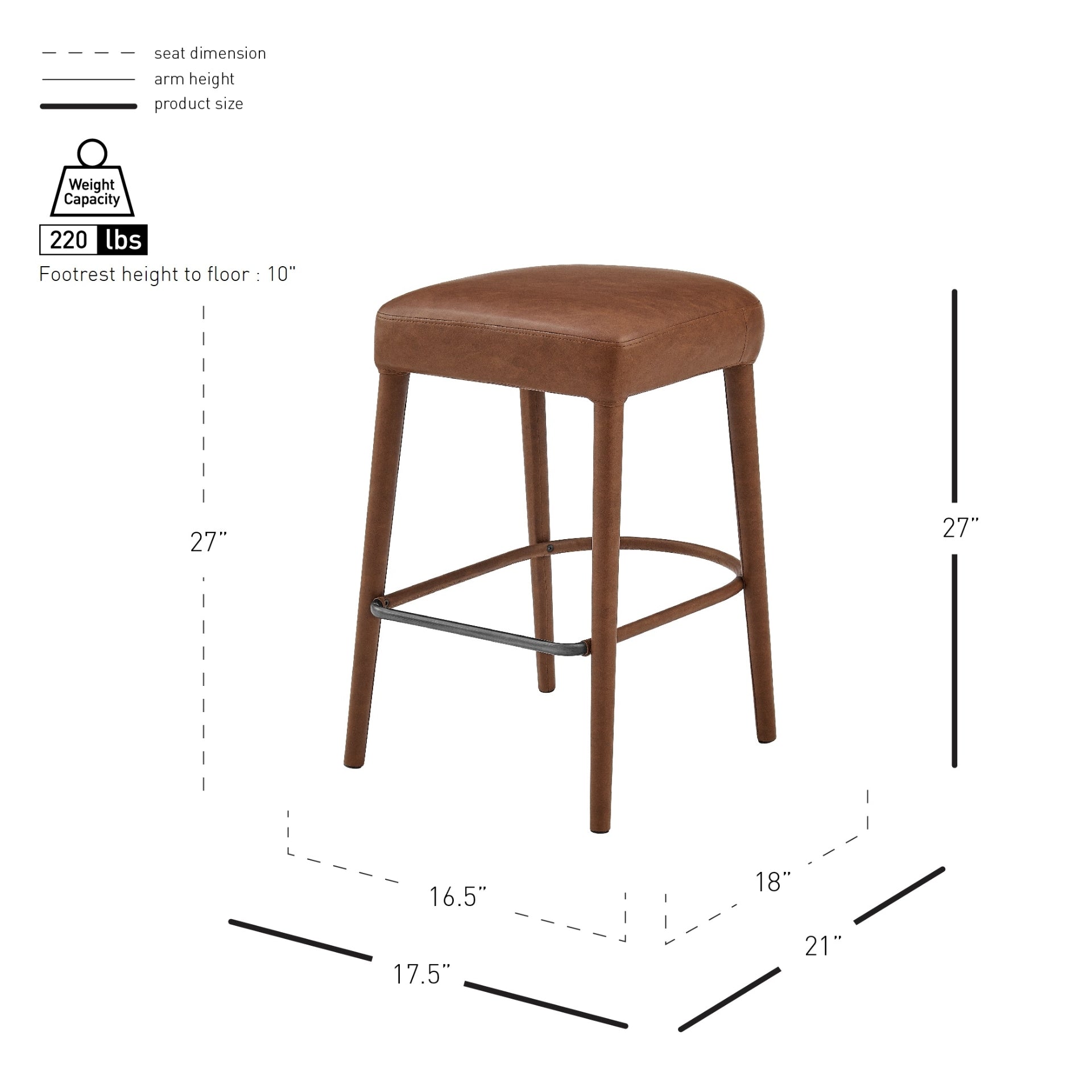 Rylee  Faux Leather Backless Counter Stool (Set of 2) - What A Room