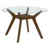 Paxton Round 48-inch Glass Top Wood Dining Table Brown - What A Room