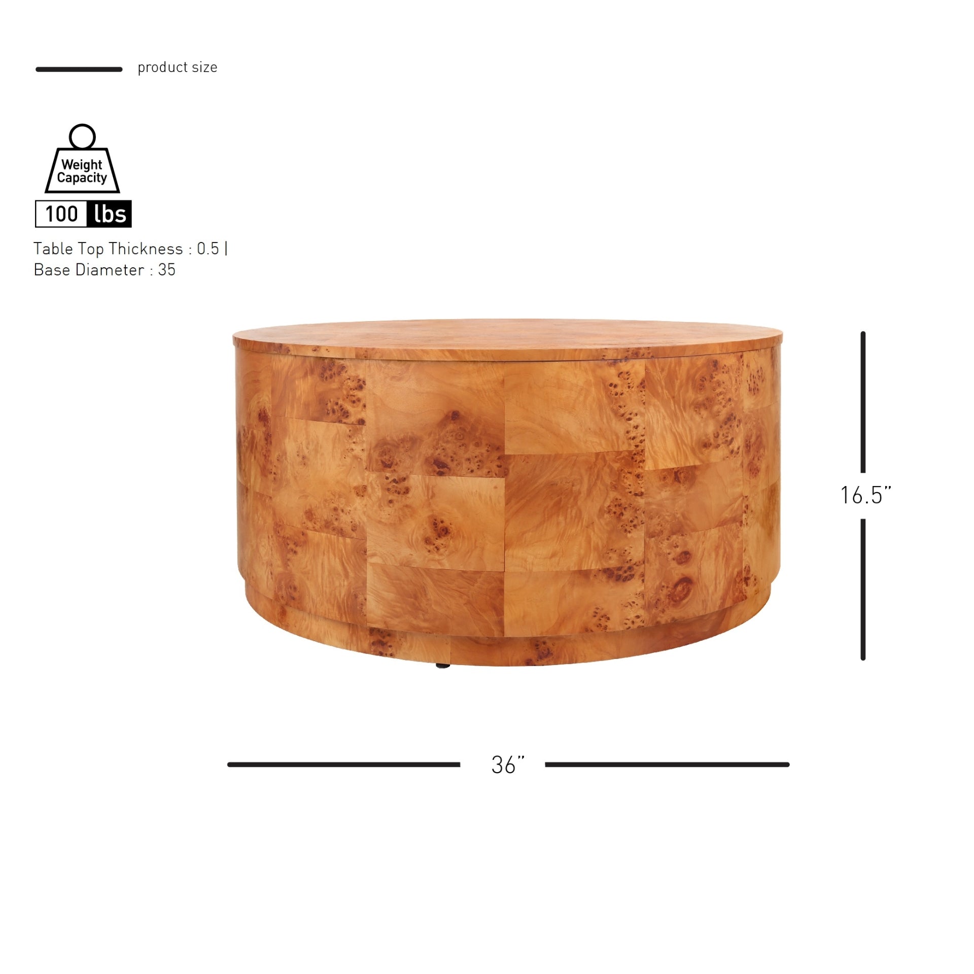 Arsenio Burl Wood Round Coffee Table - What A Room