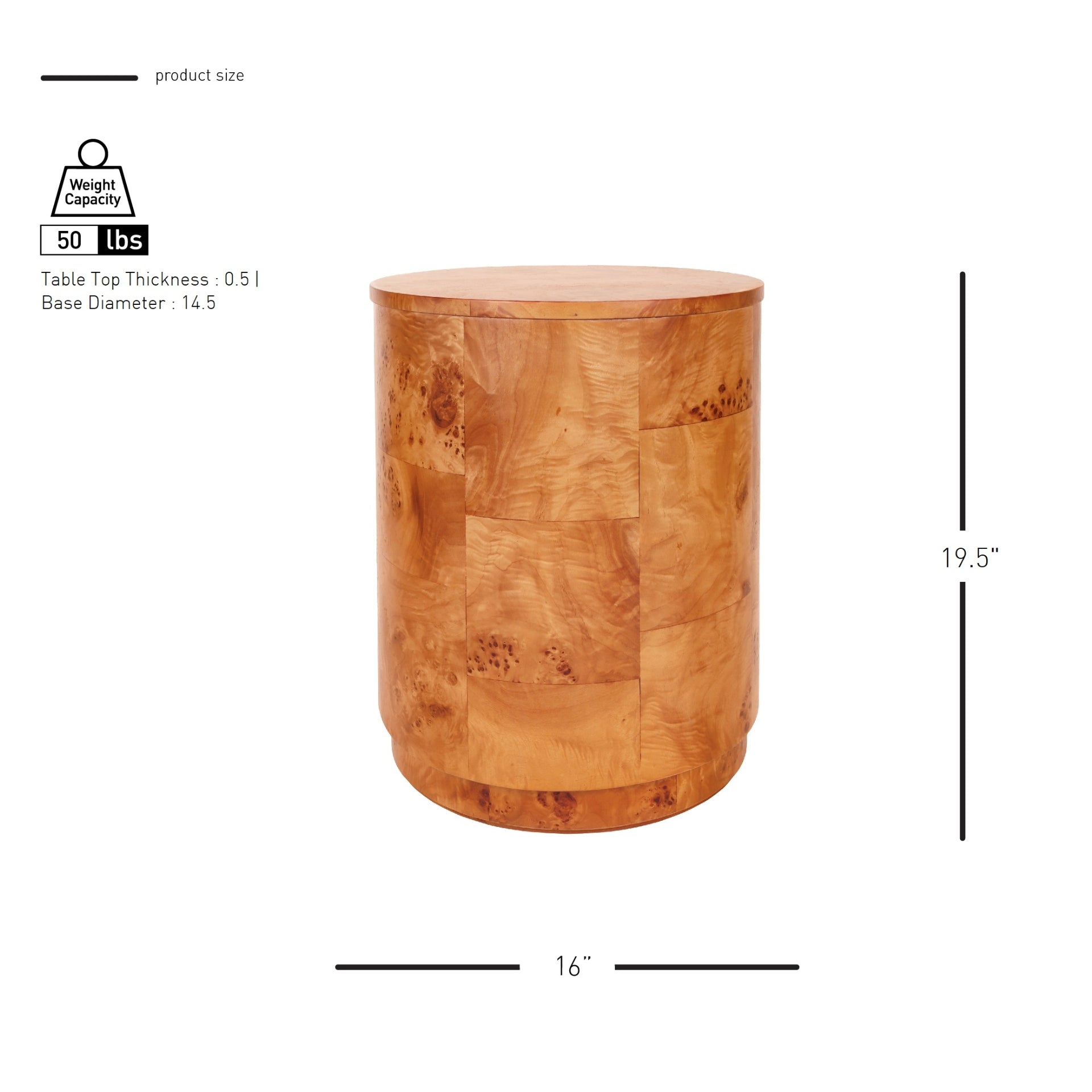 Arsenio Burl Wood Round Side/End Table - What A Room