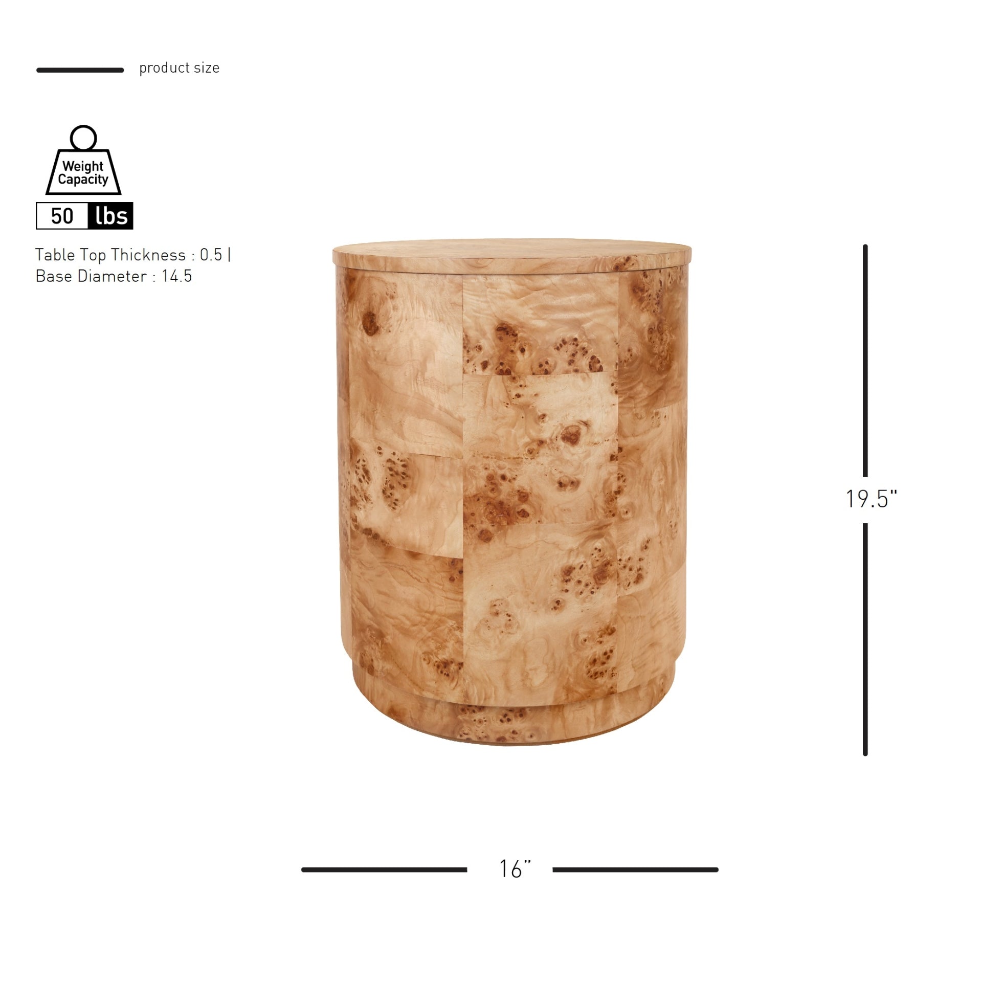 Arsenio Burl Wood Round Side/End Table - What A Room