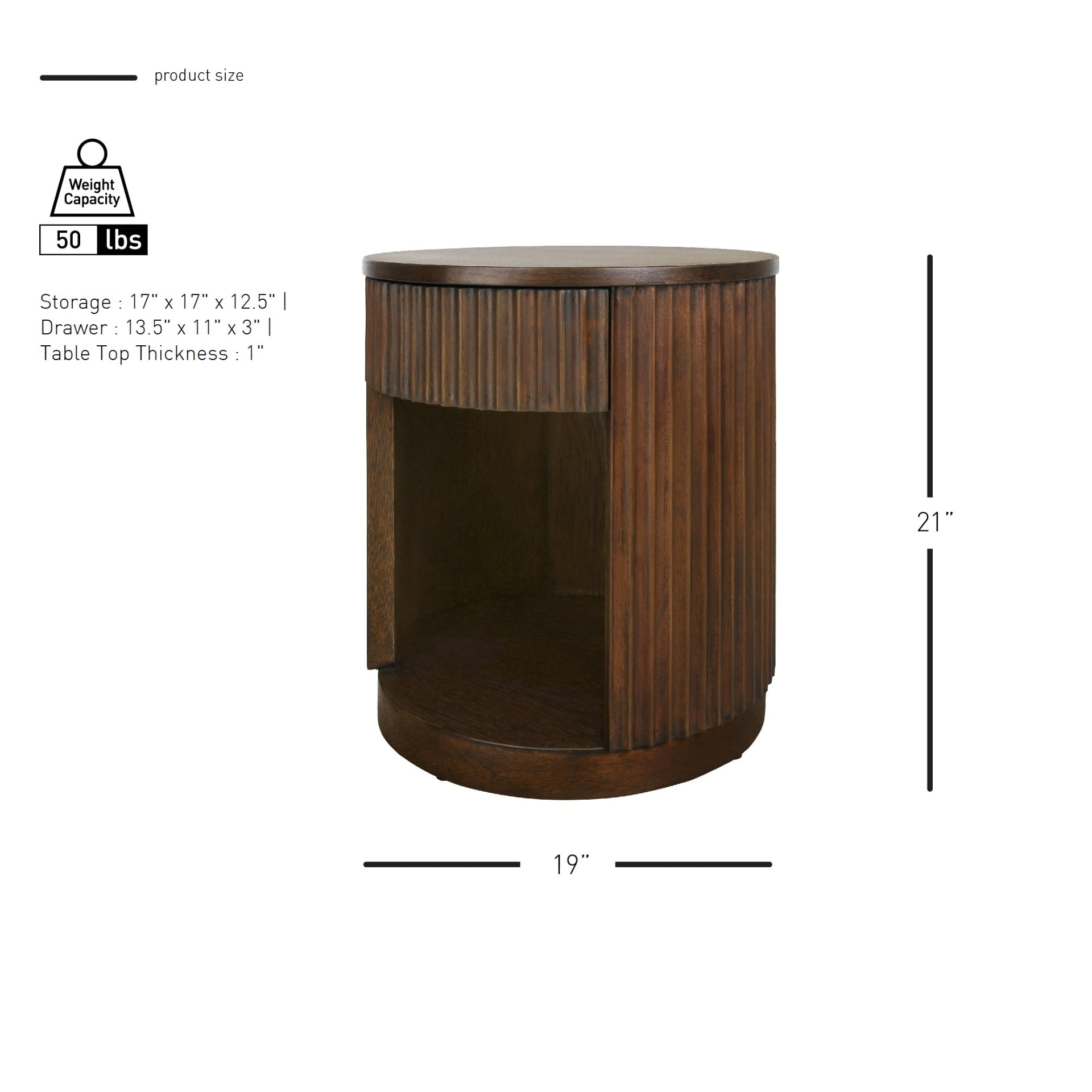 Truro Round Nightstand/Side Table - What A Room