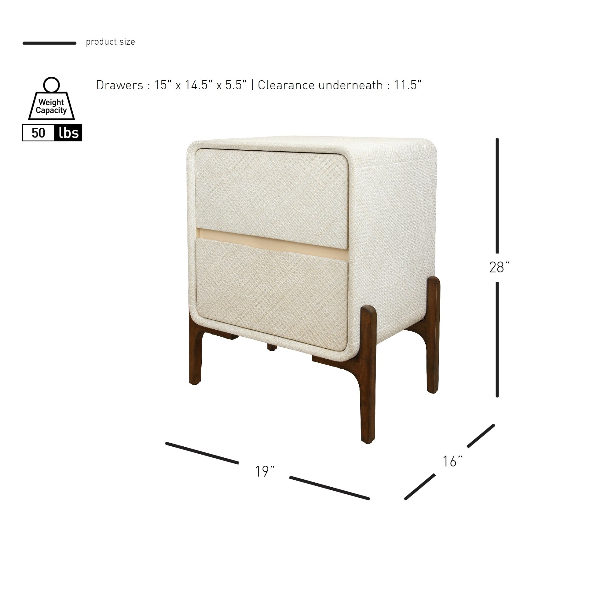 Lotie  Nightstand/Side Table 2 Drawers Walnut Legs - What A Room