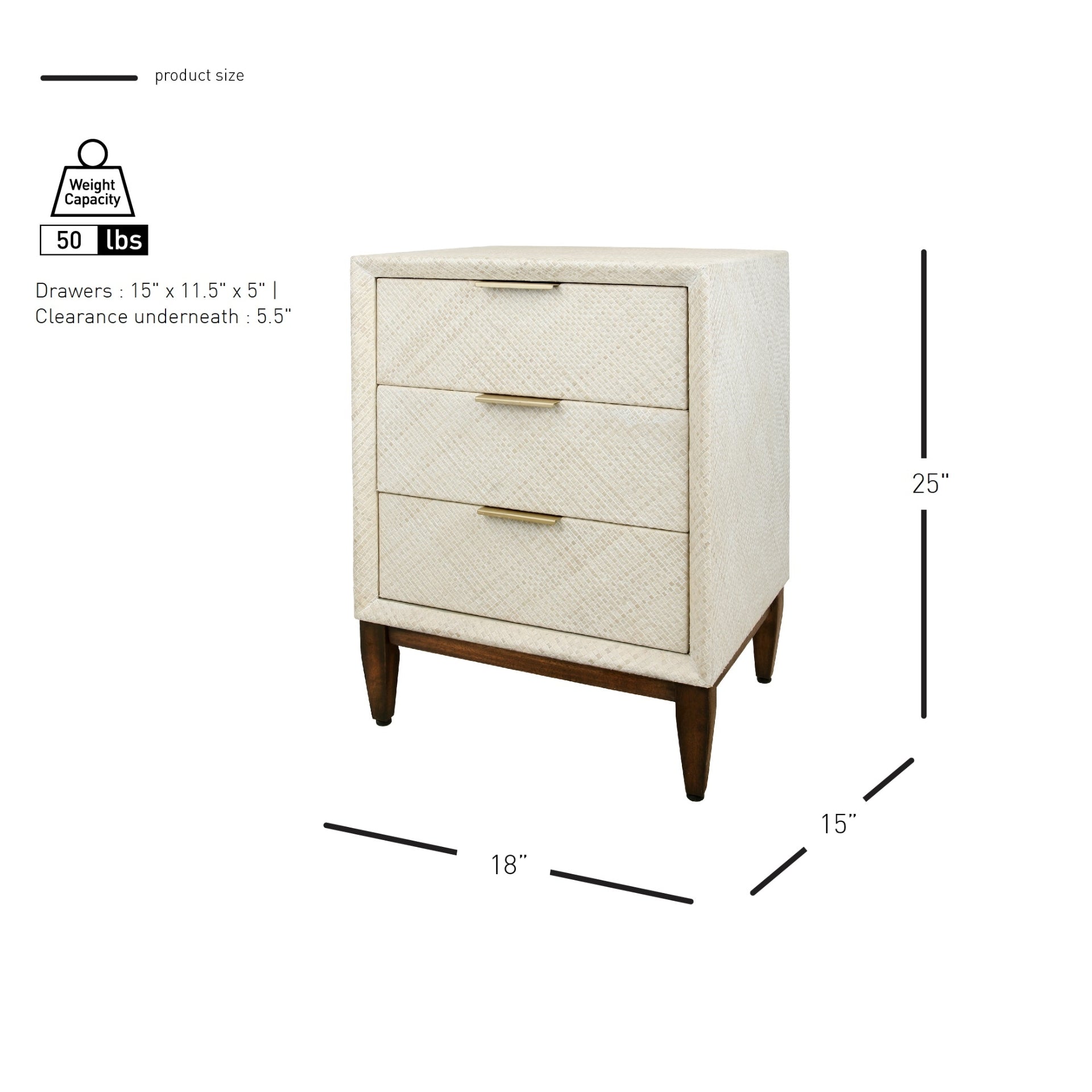 Brinley  Nightstand/Side Table 3 Drawers Walnut Legs - What A Room