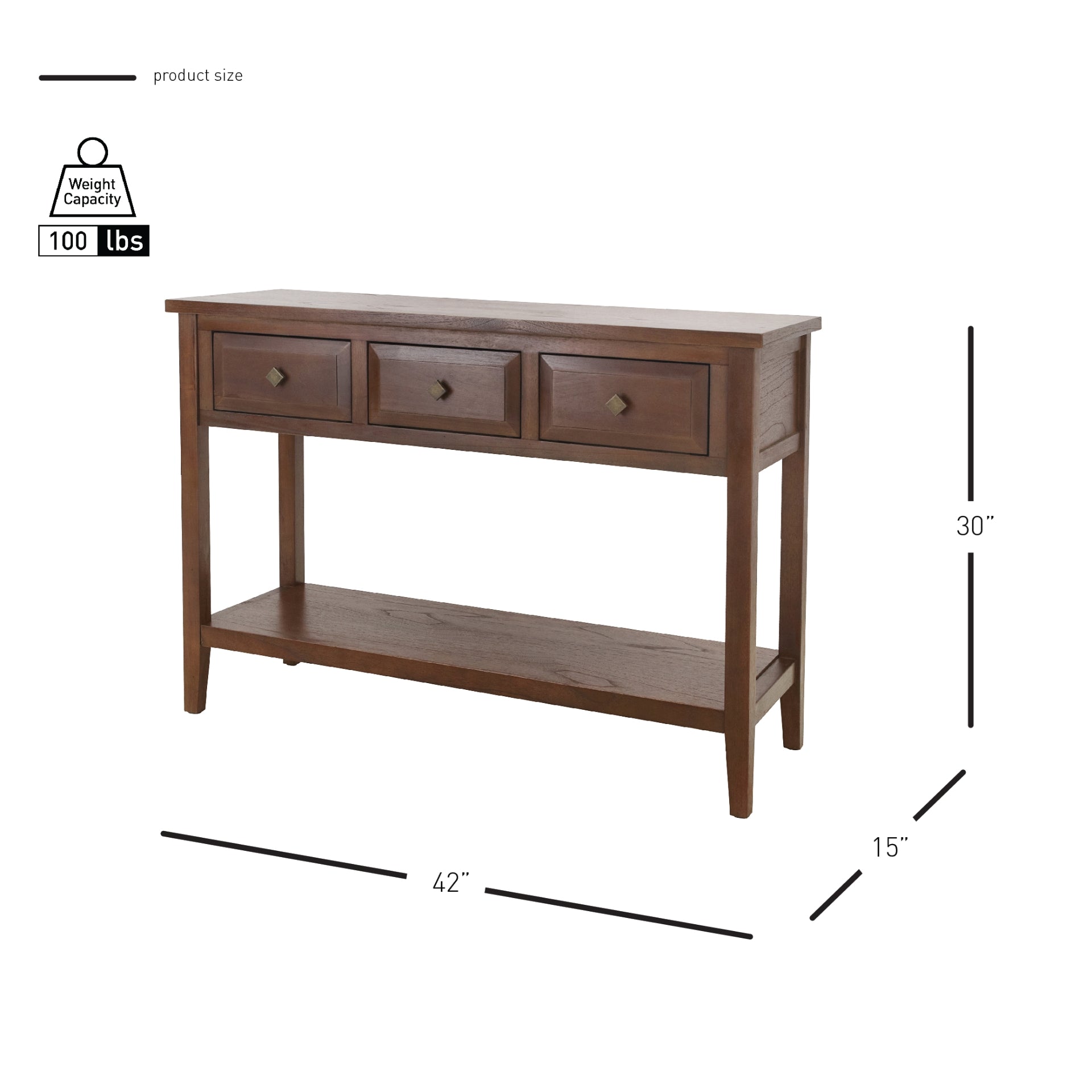 Wexford Console Table 3 Drawers w/ Shelf - What A Room