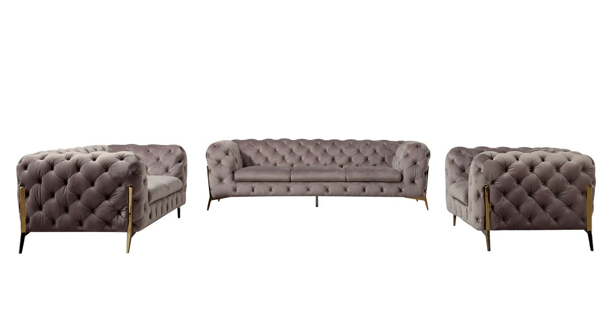 Divani Casa Sheila Modern Silver Fabric Sofa Set - What A Room