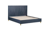 Argento Wave-Patterned Bed in Navy Blue and Burnished Brass - What A Room