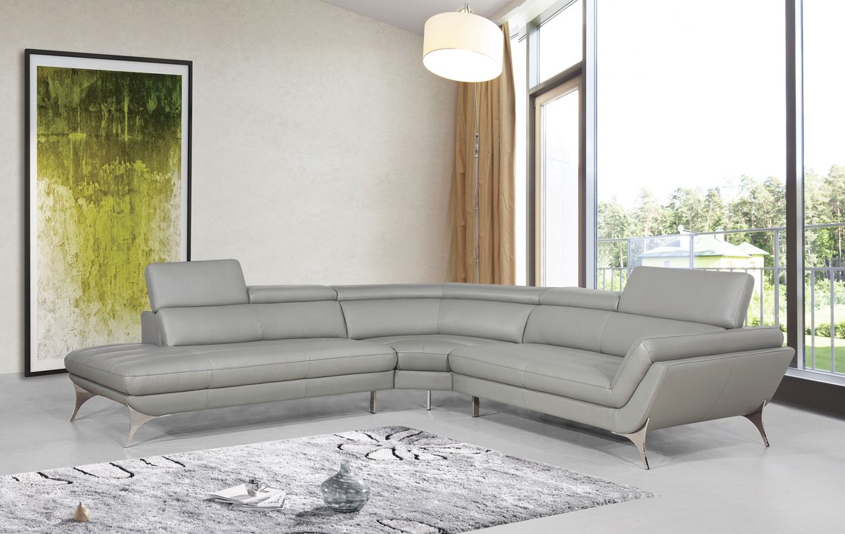 Divani Casa Graphite - Modern Grey Leather Left Facing Sectional Sofa - What A Room