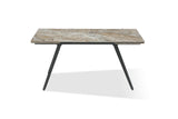 Lucia Double Extension Stone Top Metal Leg Dining Table in Rich Brown and Black - What A Room