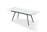 Lucia Extendable Stone Top Metal Leg Dining Table in Polished Cappuccino and Gunmetal - What A Room