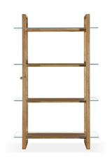 One Modern Coastal Glass Shelf Bookcase in Solid Wood - What A Room