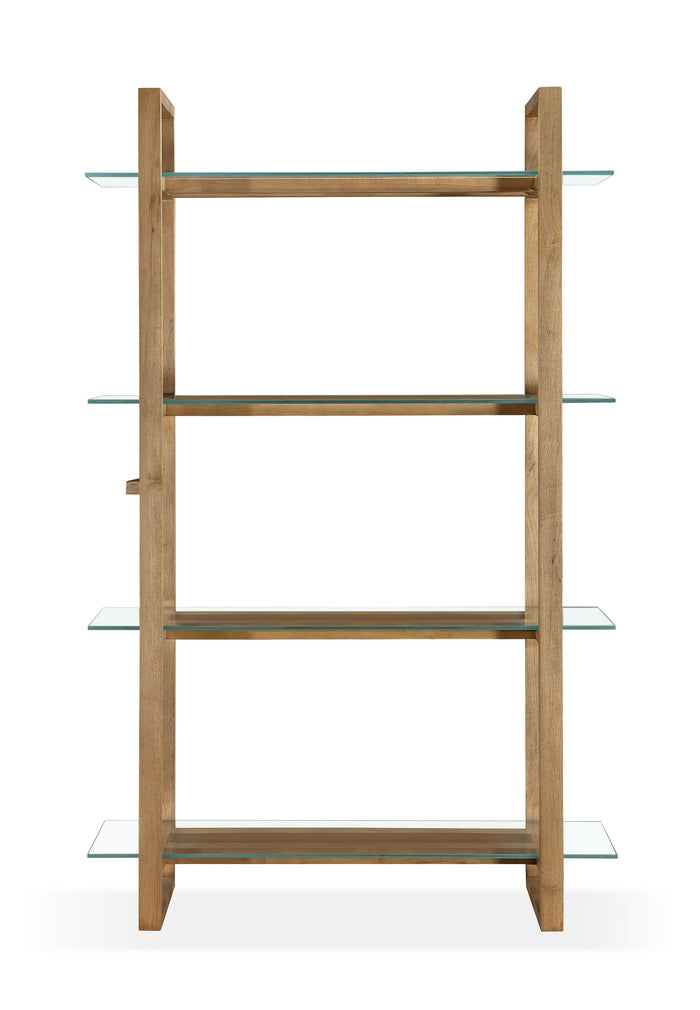 One Modern Coastal Glass Shelf Bookcase in Solid Wood - What A Room