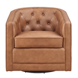 Walsh Top Grain Leather Swivel Accent Arm Chair - What A Room