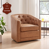 Walsh Top Grain Leather Swivel Accent Arm Chair - What A Room