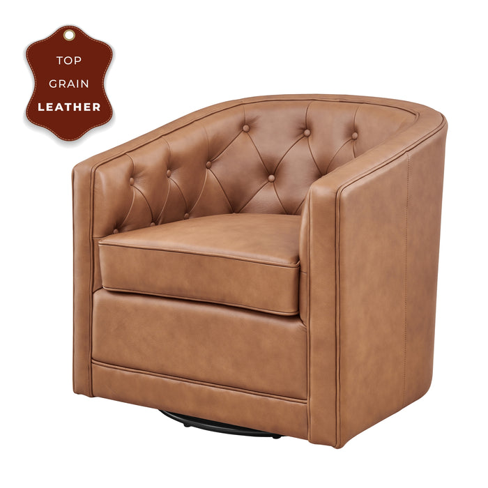 Walsh Top Grain Leather Swivel Accent Arm Chair - What A Room