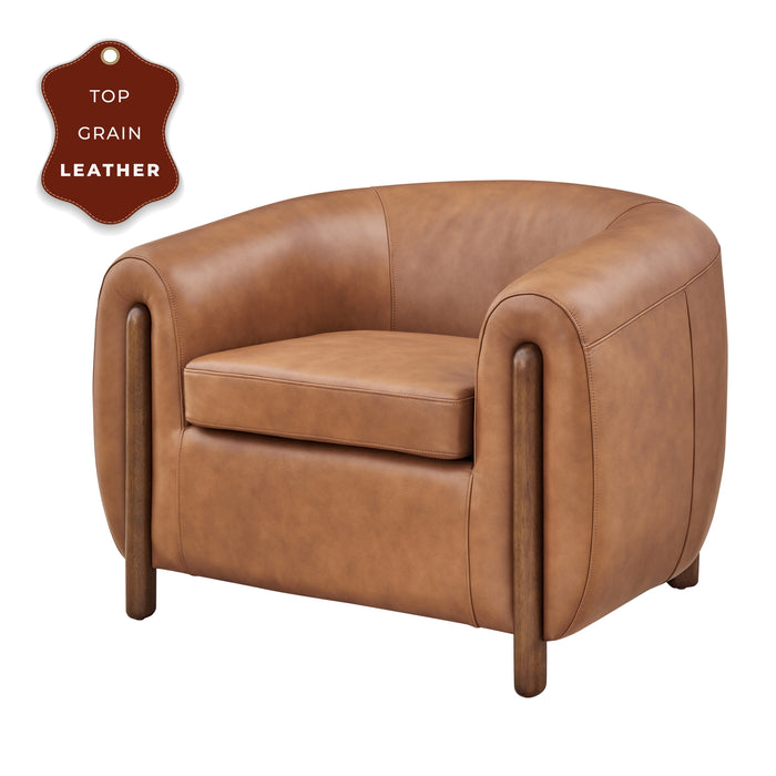 Cordelia Top Grain Leather Accent Arm Chair - What A Room
