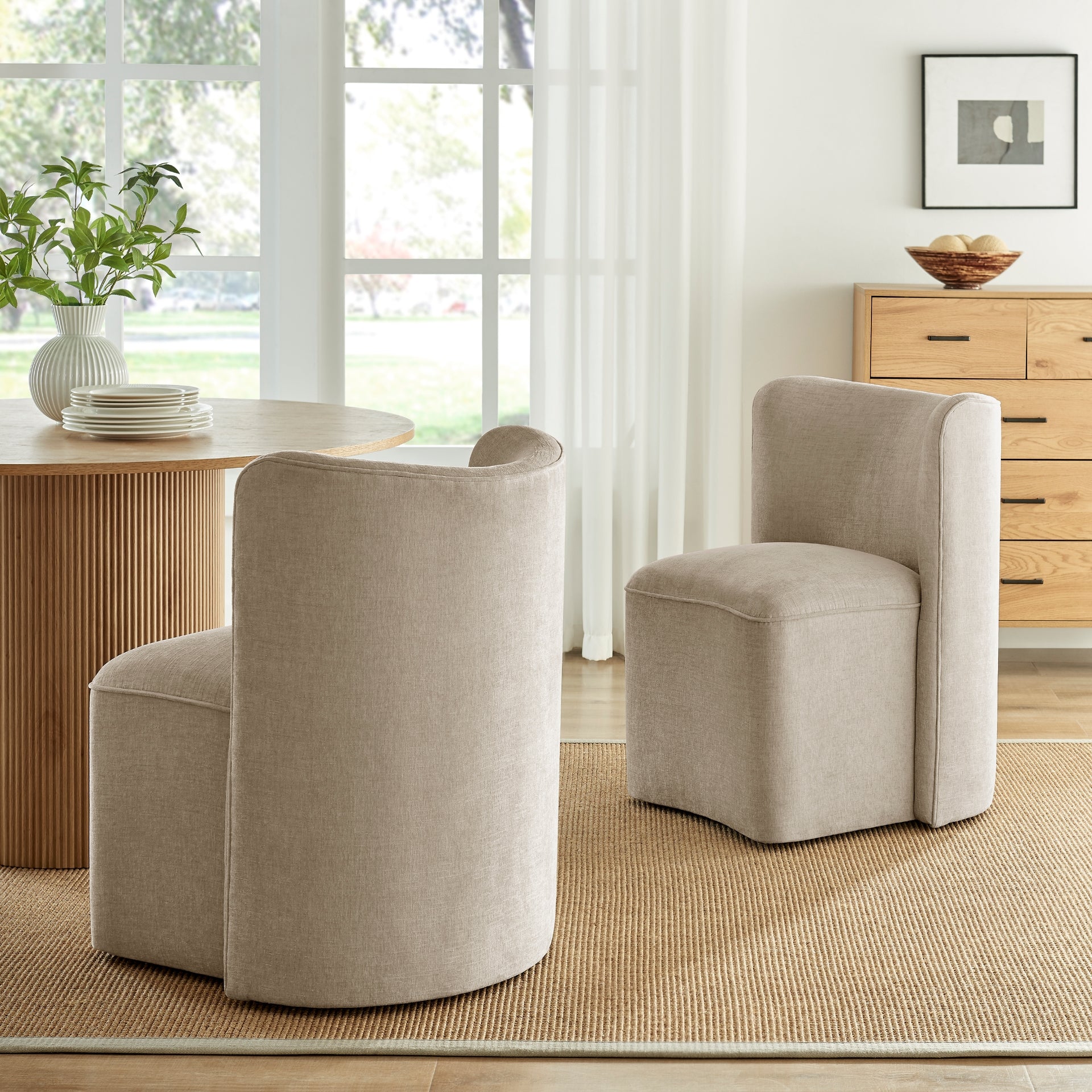 Morraine Chenille Dining Side Chair w/ Casters - What A Room