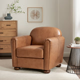 Grandora Top Grain Leather Accent Arm Chair - What A Room