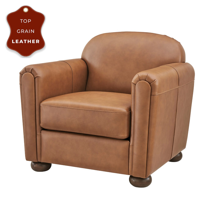 Grandora Top Grain Leather Accent Arm Chair - What A Room
