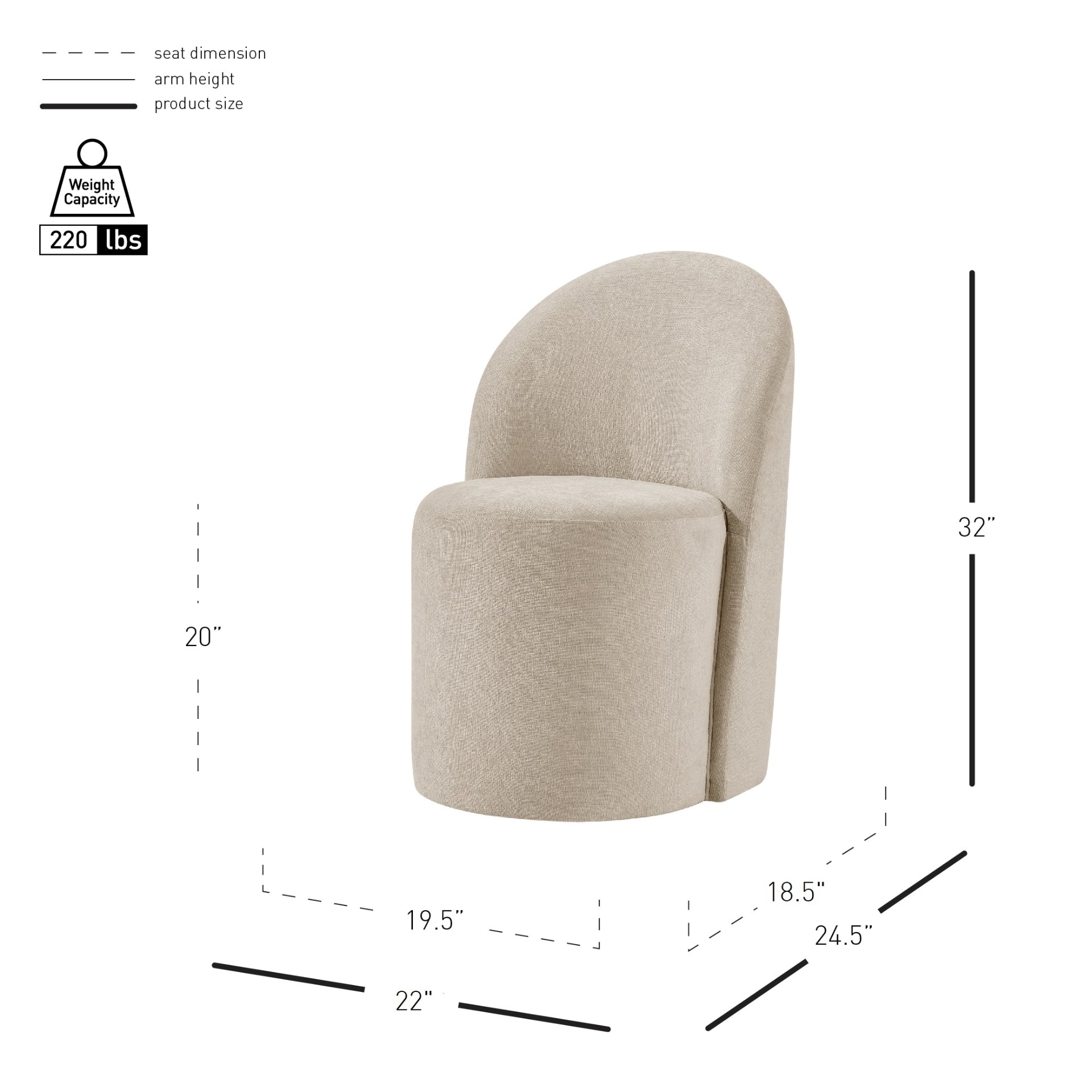 Cabrina Chenille Dining Side Chair w/ Casters - What A Room