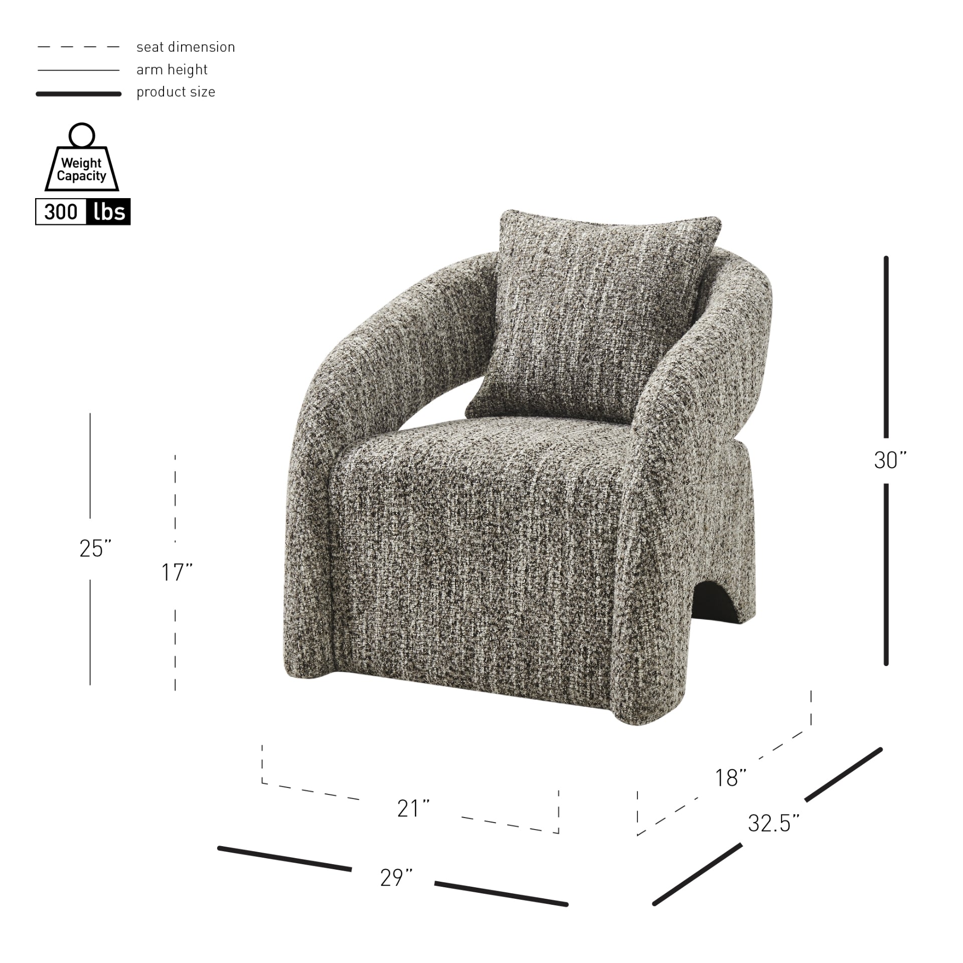 Lunessa Boucle Accent Arm Chair - What A Room