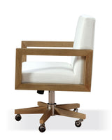 One Wood Frame Home Office Chair in Solid Wood and White Canvas - What A Room