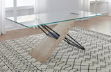 Aere Glass, Wood and Metal Rectangular Dining Table in Natural Ash and Black - What A Room