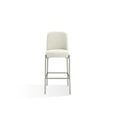 Dion Upholstered Bar Stool in Natural Light Linen and Brushed Nickel Metal - What A Room
