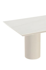 Cannon Stone Top Double Pedestal Extension Dining Table with Ivory Wood Base - What A Room