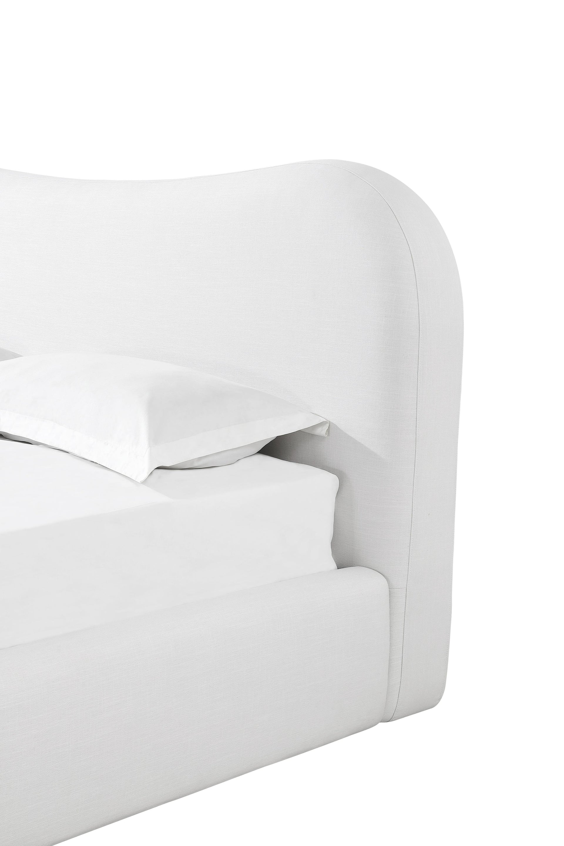 Elena Upholstered Bed in Vanilla Linen - What A Room