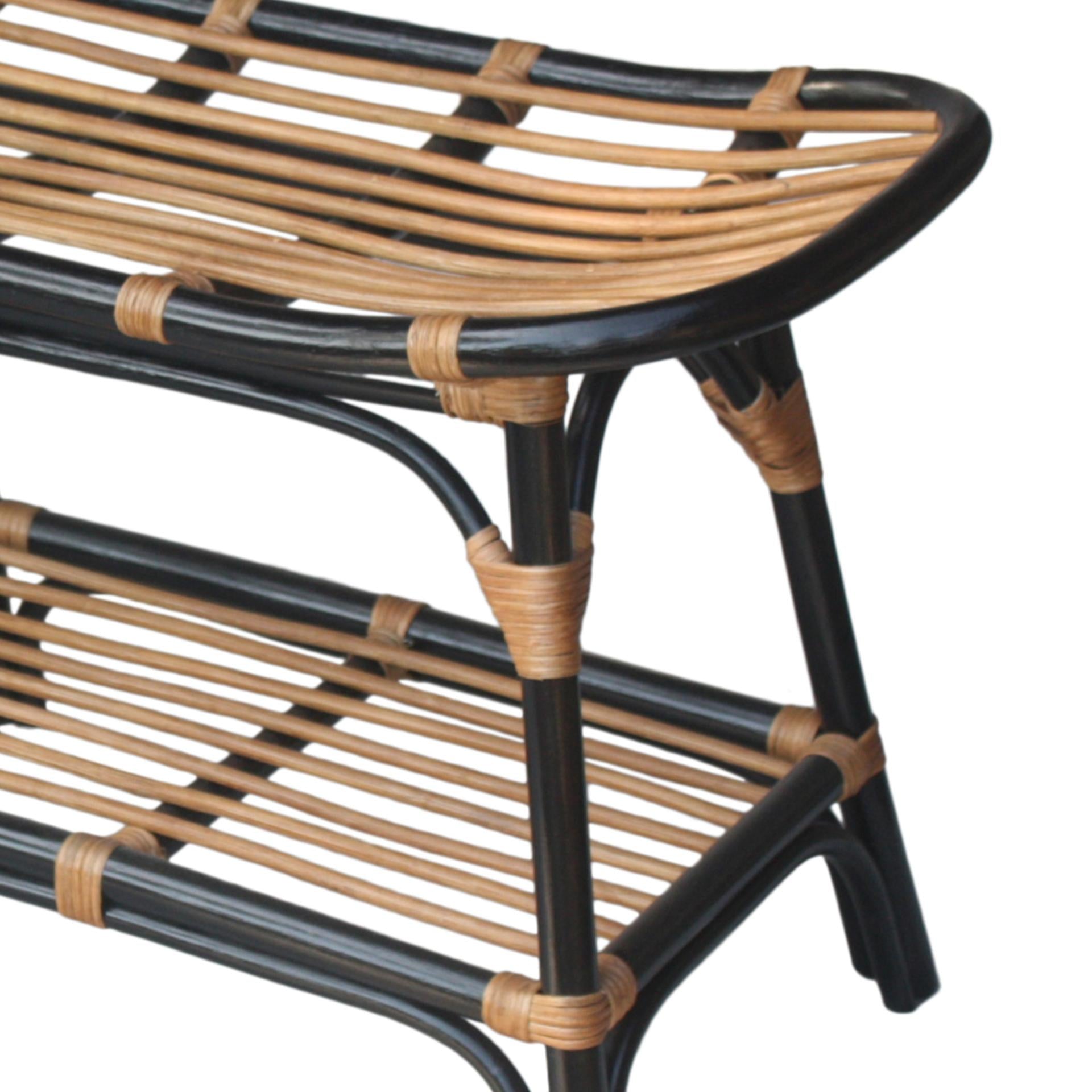 Damara Rattan Bench w/ Shelf - What A Room