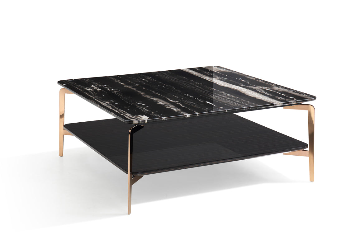 Modrest Dorian Modern Black Marble & Ebony Square Coffee Table - What A Room