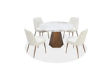 Carmel Stone Top Round Dining Table in Chanelle and Bronze - What A Room