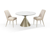 Winston Upholstered Metal Leg Dining Chair in Cream and Champagne (Set of 2) - What A Room