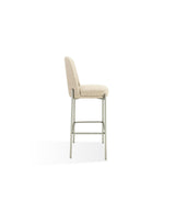 Dion Upholstered Bar Stool in Camel Synthetic Leather and Brushed Nickel Metal - What A Room