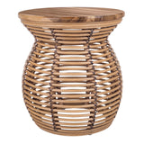Quito Rattan Side/ End Table w/ Wood Top - What A Room
