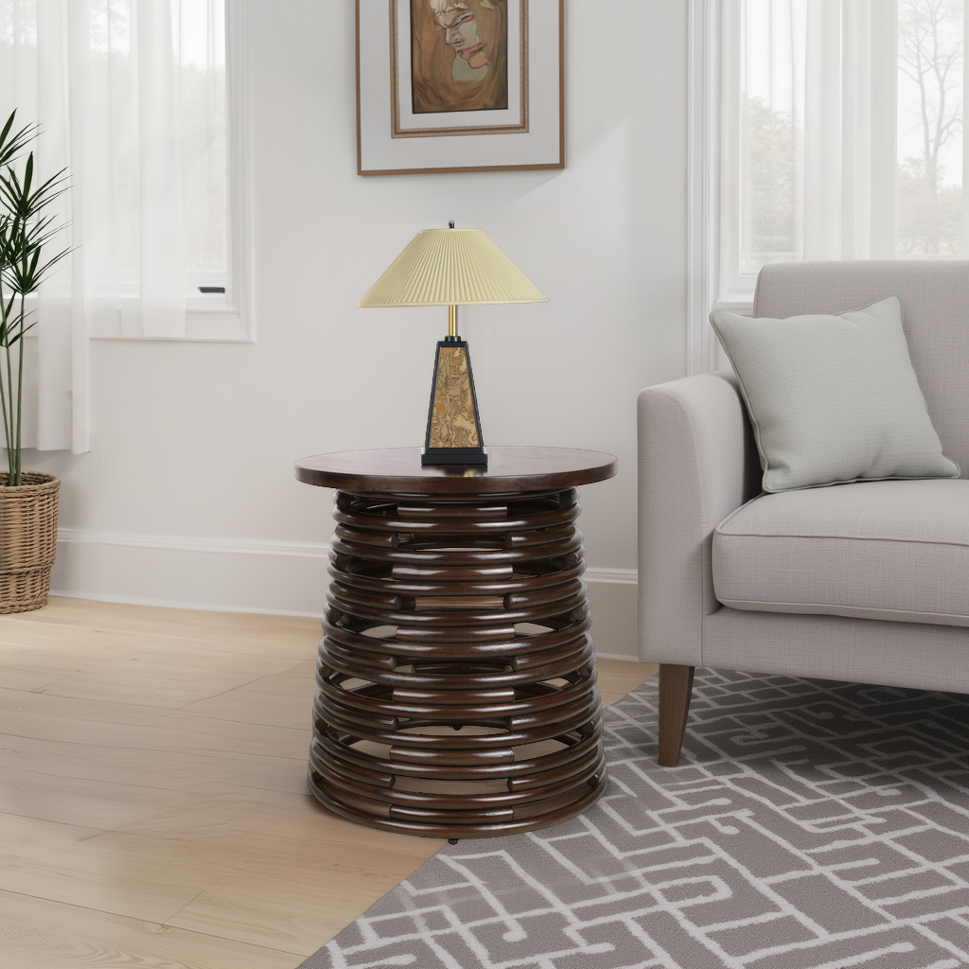 Zeke Rattan Side/End Table w/ Wood Top - What A Room