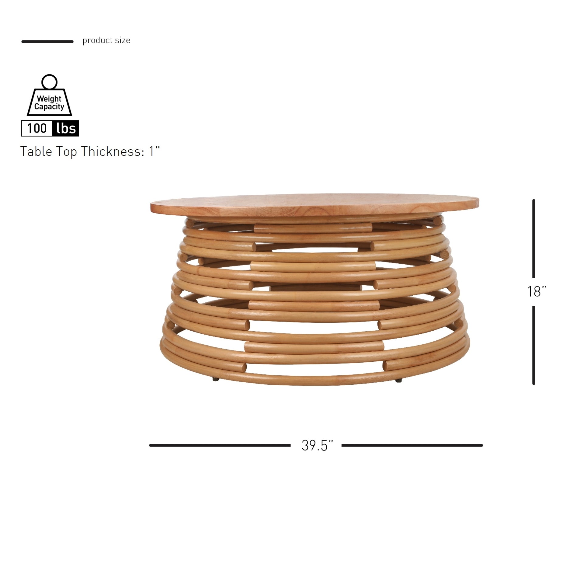 Zeke Rattan Coffee Table w/ Wood Top - What A Room