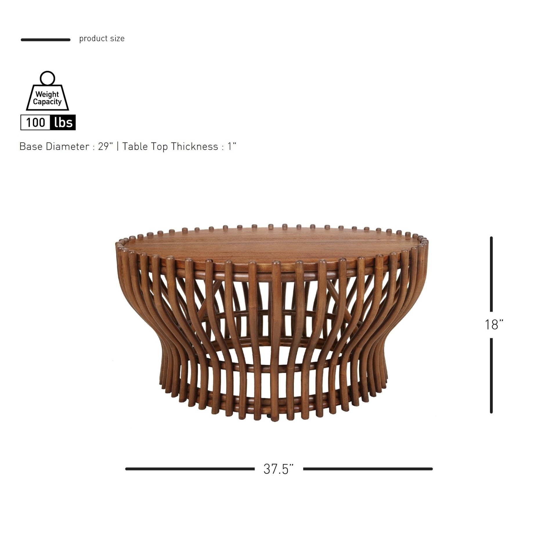 Sona Rattan Coffee Table w/ Wood Top - What A Room