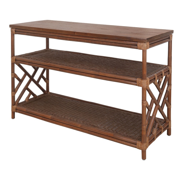 Sorea Rattan Console Table w/ Wood Top - What A Room
