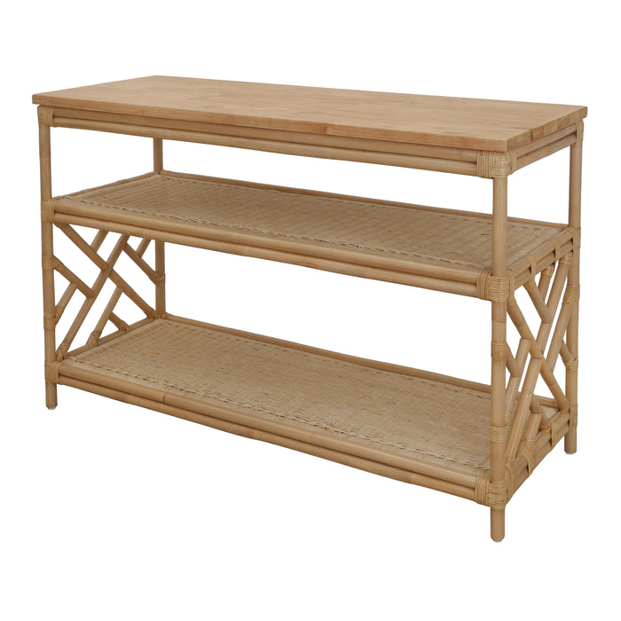 Sorea Rattan Console Table w/ Wood Top - What A Room