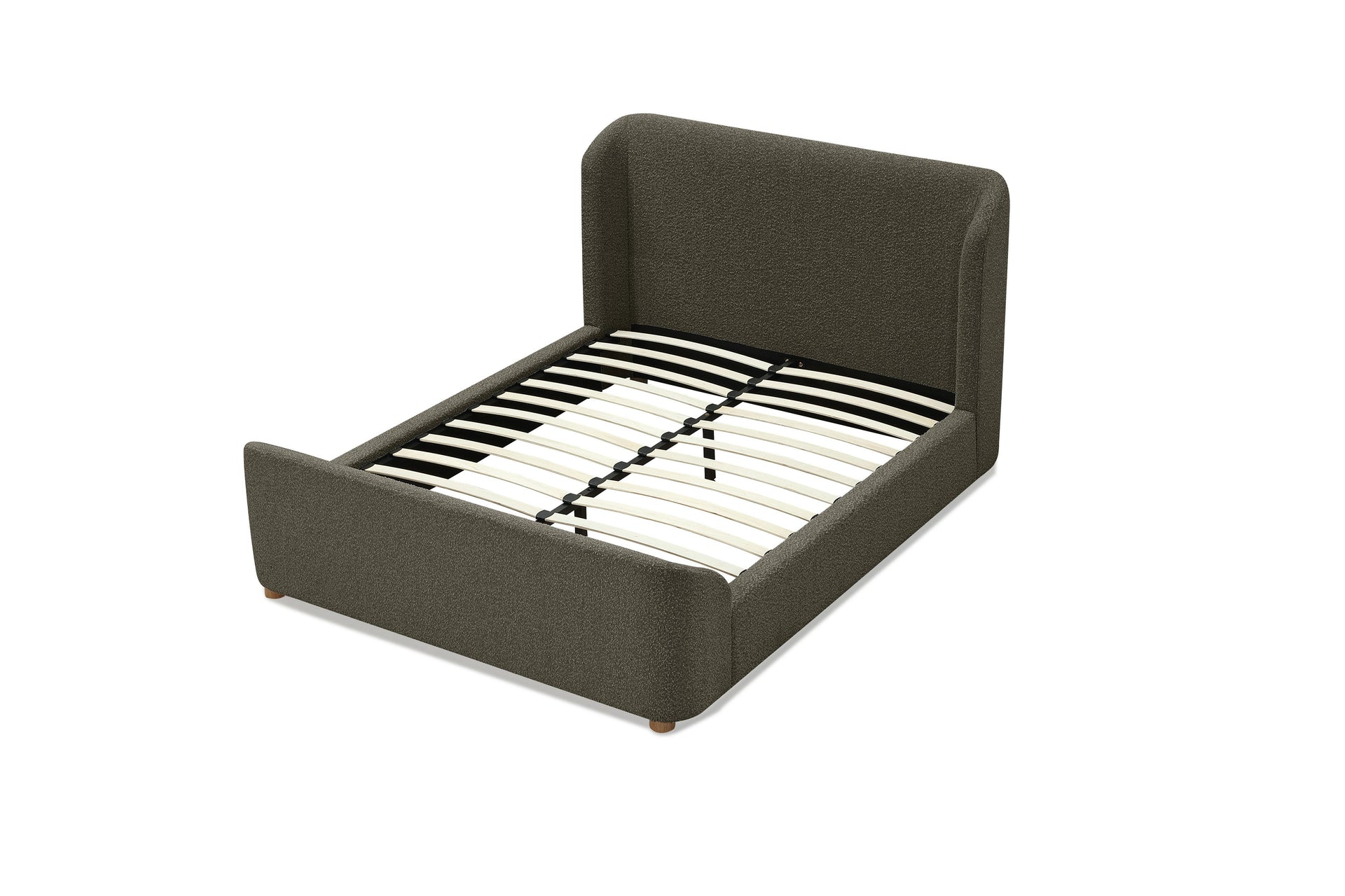 Kiki Upholstered Platform Bed in Pumpernickel Boucle - What A Room