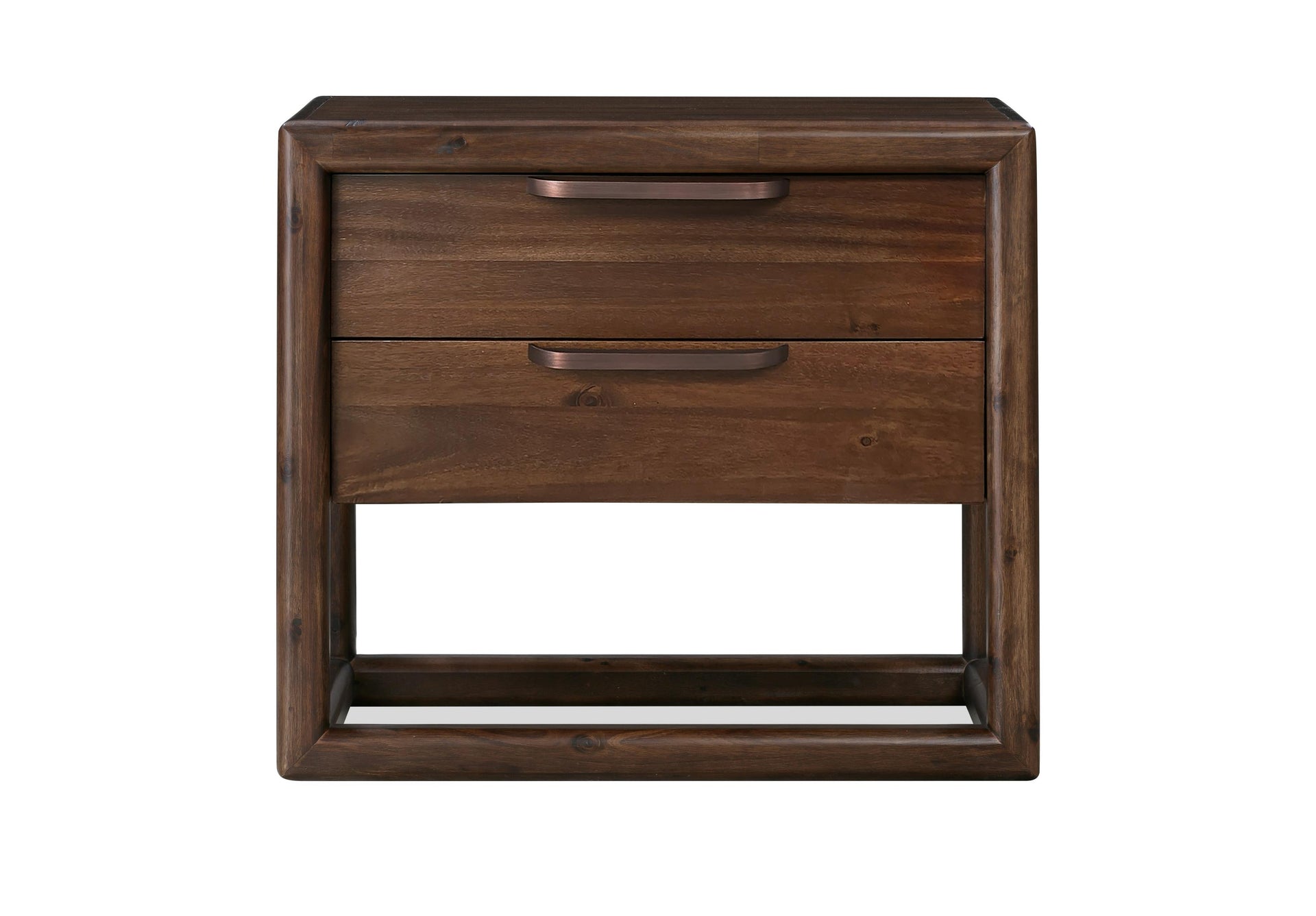 Sol Two Drawer USB-Charging Nightstand in Brown Spice - What A Room