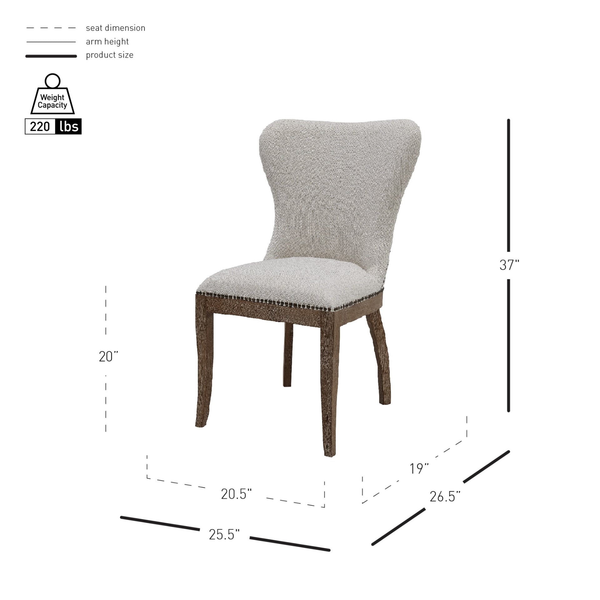 Dorsey Fabric Dining Side Chair Drift Wood Legs (Set of 2) - What A Room