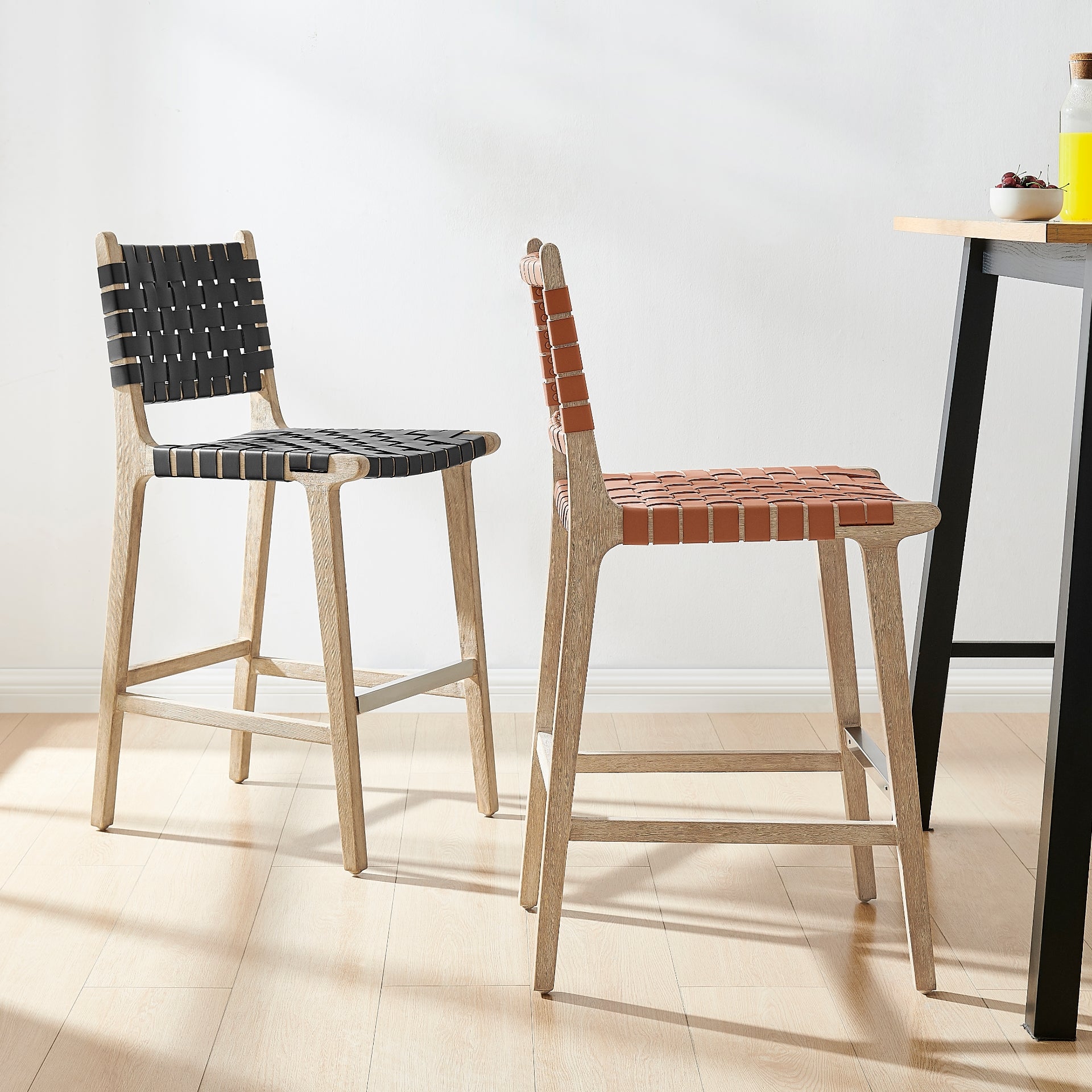 Marco Faux Leather Counter Stool Drift Wood Frame - What A Room